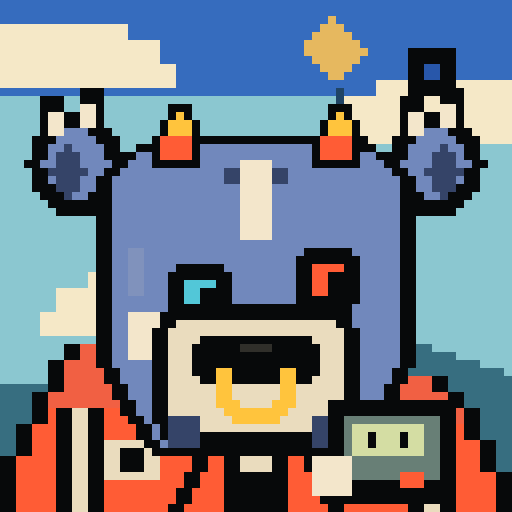 Creature 0083, a pixel creature with a founder pager.